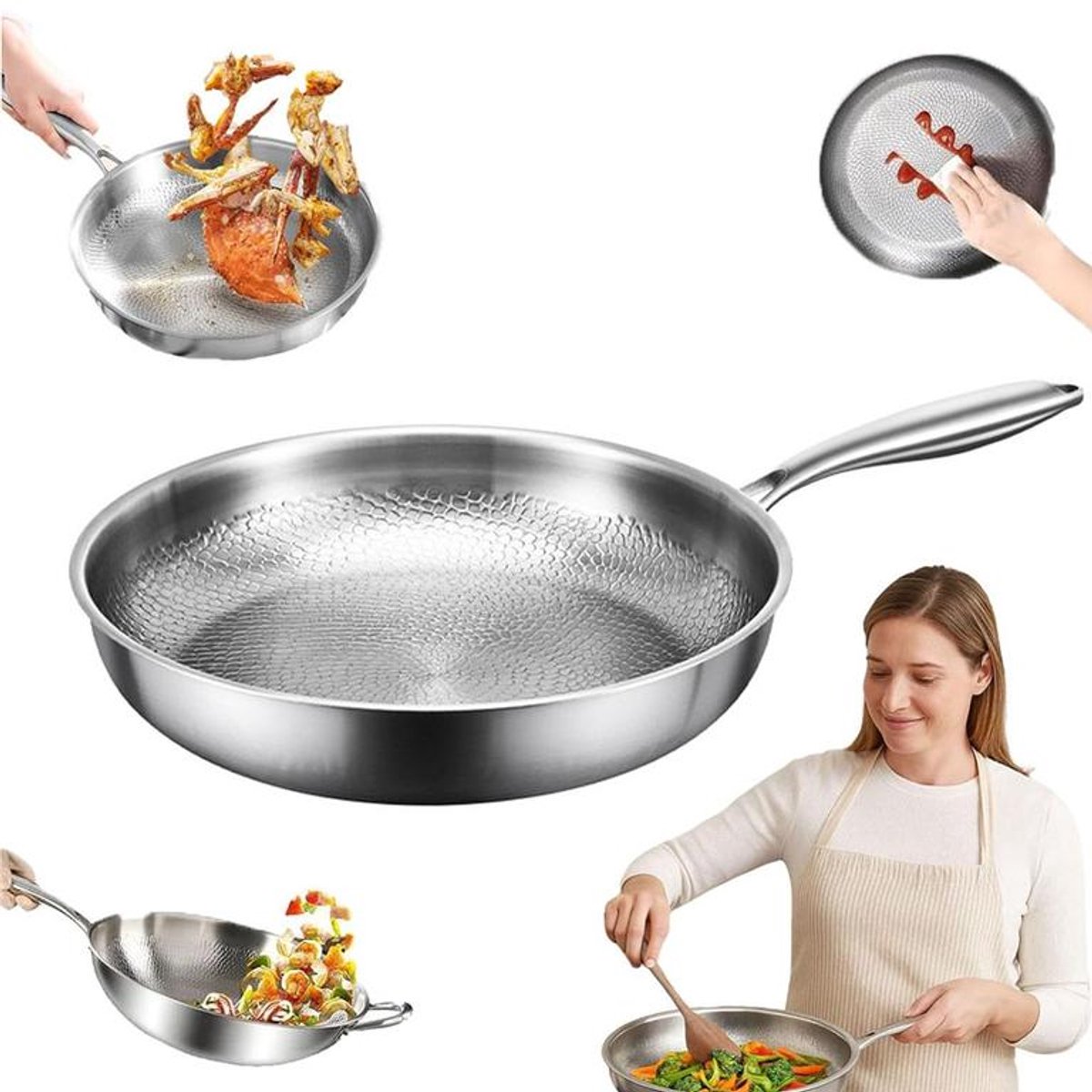 Bratpfanne Aus Reinem Titan – 100 % Titan-antihaftbeschichtung – Bratpfanne – Geeignet Für Alle Herdarten Und Backöfen – Spülmaschinenfest – Gesundes Kochen