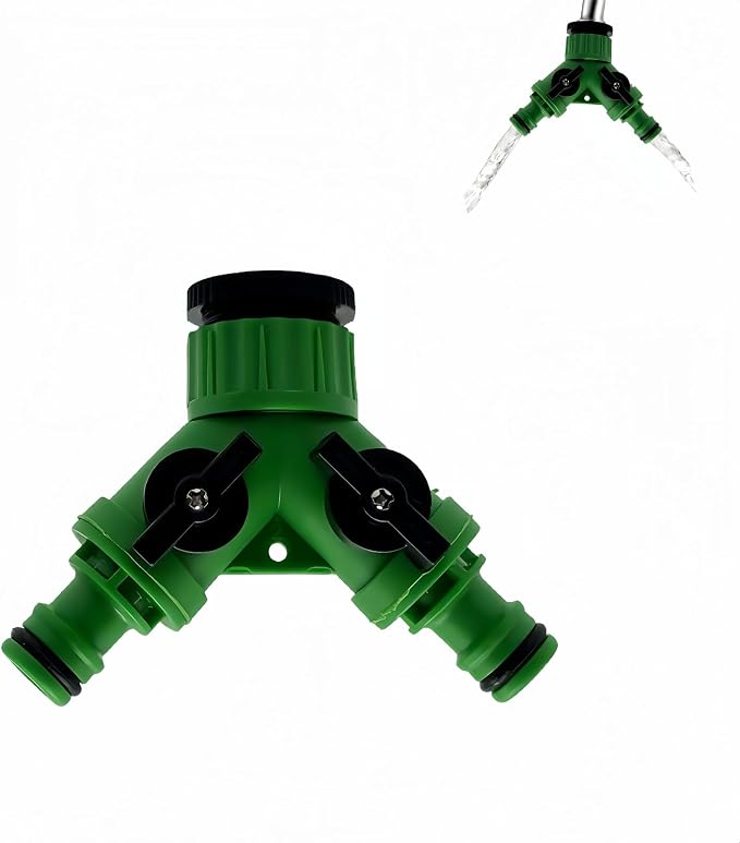 5er-pack Gartenwasserverteiler Mit Zwei Ausgängen Und Ventil-doppelausgangs-wasserhahnverteilern – 3/4-zoll- Und 1/2-zoll-schnellanschluss – Für Den Außenbereich