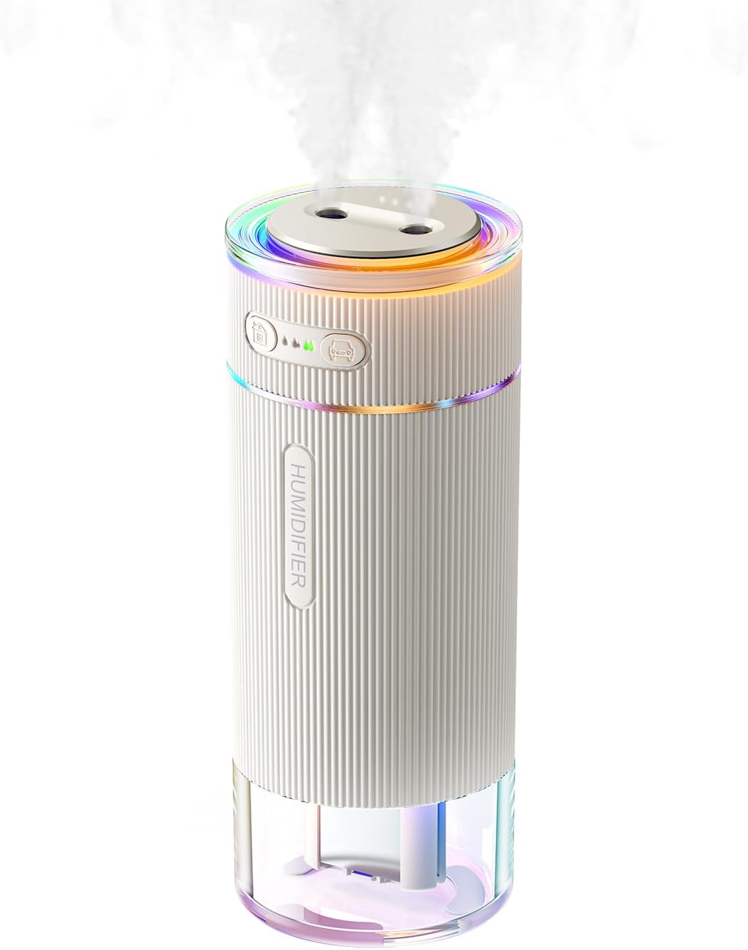 Tragbarer Ultraschall-luftbefeuchter – Doppeldüse, Kaltnebel, Ambientebeleuchtung, Automatische Ein-/ausschaltung, Für Schlafzimmer, Büro, Kinderzimmer Und Reisen (weiß)
