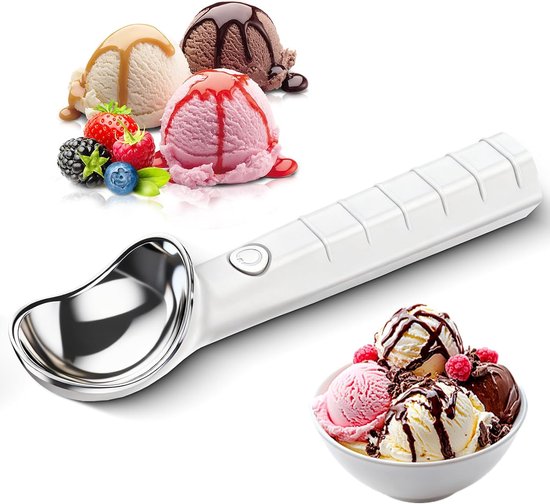 Elektrisch Beheizter Eisportionierer Mit Led-anzeige, Temperatur Bis Zu 45/70°c Für Hart Gefrorene Desserts, Weiß.