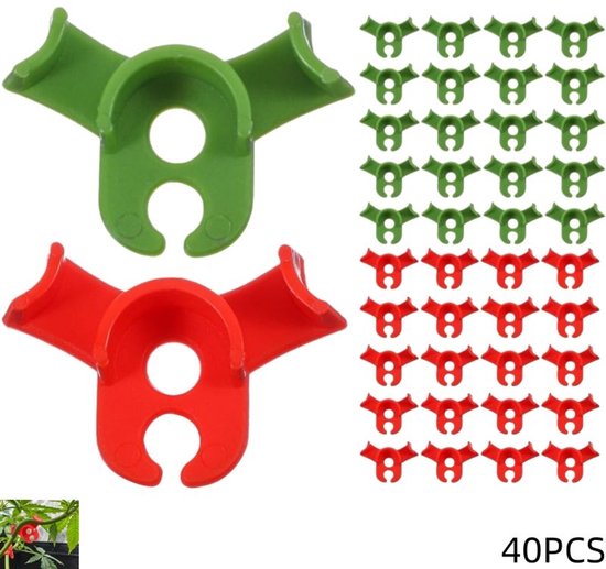 40er-packung Kunststoff-pflanzenstängel-trainingsclips (rot & Grün, 3,5 X 2,5 Cm), Stressarme Garten-stängeltrainer.