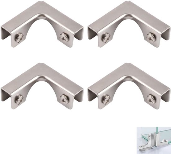 4-teilige Silberne 51x51 Mm Glasverbinder Aus Kaltgewalztem Stahl Für 6-10 Mm Glas