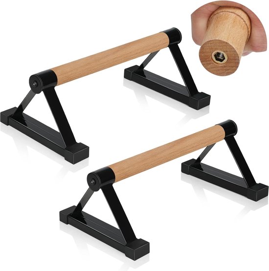 Parallette-liegestützstangen Aus Holz, Handstandstangen Aus Massivholz Mit Stabiler Metallhalterung, 227 Kg Tragkraft, Fitnessgerät Für Calisthenics
