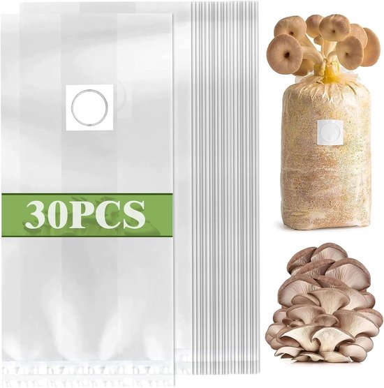 30 Pilzzuchtbeutel 32 X 50 Cm Mit 0,2-mikron-filter, 0,06 Mm Dicke, Zuchtbeutel Für Shiitake-pilze Und Austernpilze