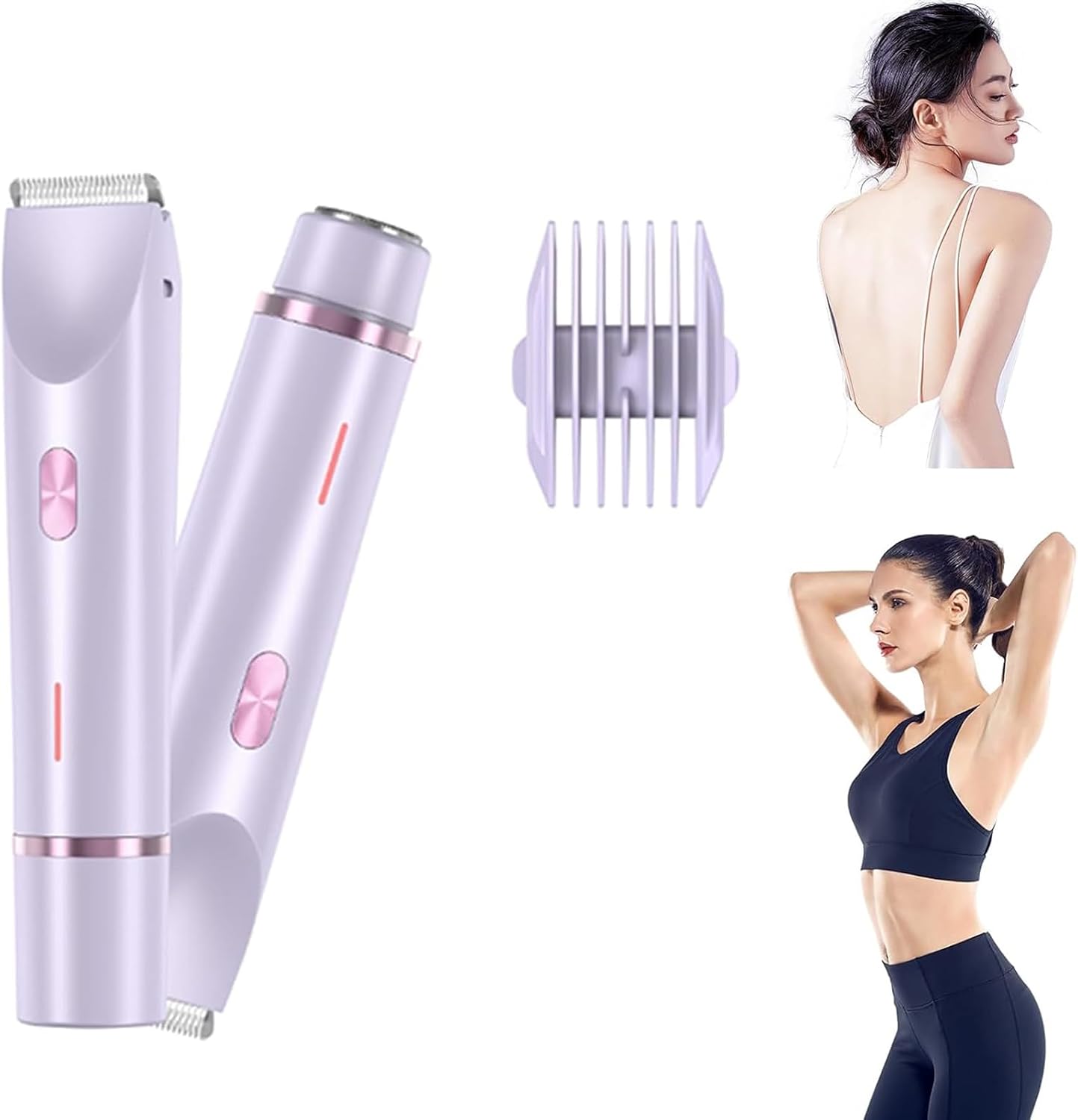 2-in-1 Kabelloser Nass- Und Trocken-bikini-trimmer & Körperrasierer Für Damen (lila).