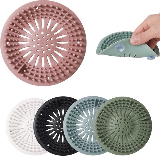 Geeignet Für 5er-pack Silikon-abflussfilter, Haarschutz, Universeller Dusch-saugnapf, Bad-küchen-saugnapf
