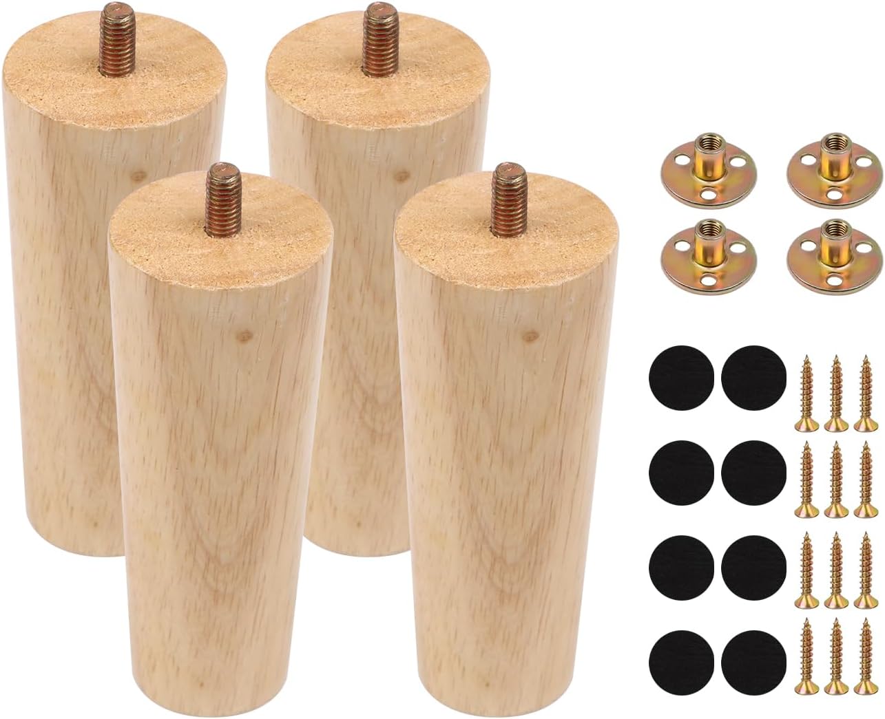 12 Cm Lange Möbelbeine Aus Holz Mit Montageplatte, Schrauben Und Antirutschmatte Für Sofa, Schrank, Tisch, Stuhl, Büromöbel