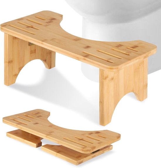 Zusammenklappbarer 7-zoll-toilettenhocker Aus Bambus, Rutschfester Badezimmerhocker Für Schwangere, Erwachsene, Kinder Und Senioren