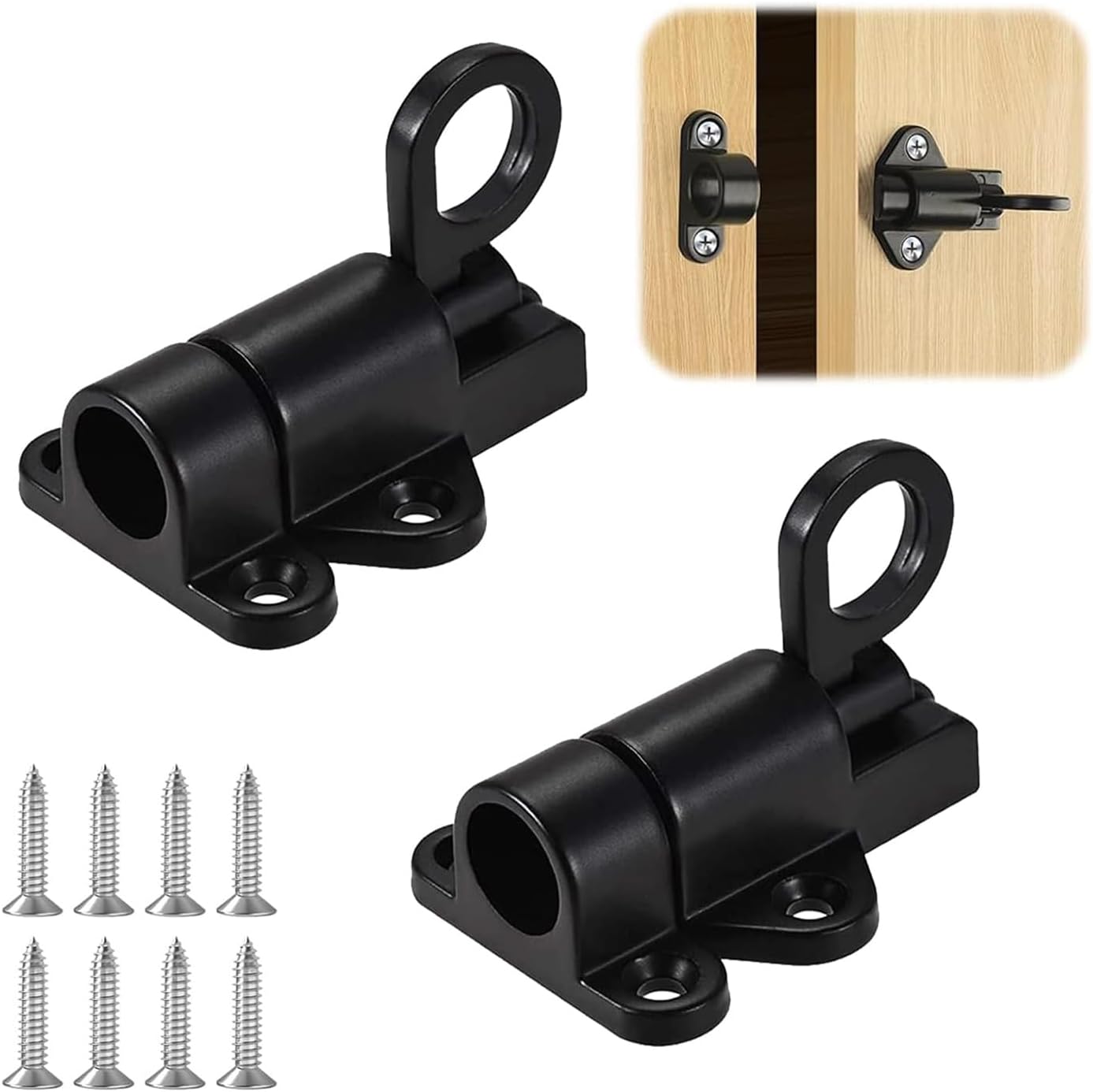 Zweiteiliges Automatisches Türschloss Mit Federmechanismus, Schieberiegel Aus Aluminiumlegierung Und Schrauben Geeignet Für Türen, Fenster Und Schränke.