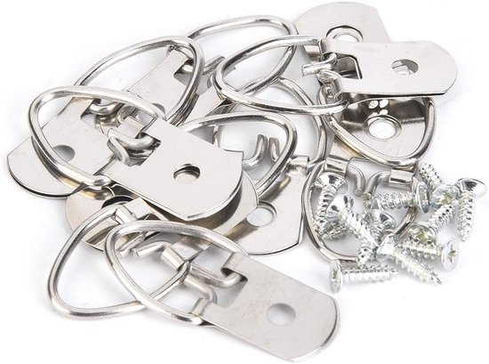 100-teiliges Set Bilderrahmenhaken – Länge 32 Mm – Schraubenloch 3,7 Mm – Aufhängeösen Und Befestigungsmaterial – Schrauben Inklusive