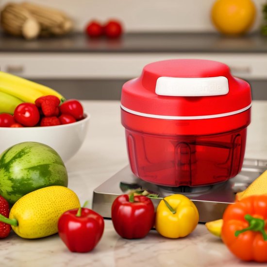 Gemüseschneider Mit Zugseil, Zwiebelschneider, Fleischwolf, Küchenmaschine Mit Zugseil, Mixer, Knoblauchreibe, Rot