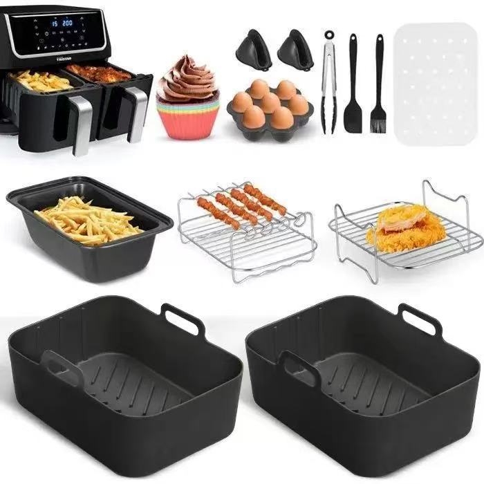 Komplettes Zubehörset Für Heißluftfritteusen – 13-teilig – Passend Für Ninja Af400 Af500 Heißluftfritteusen – 2 Heißluftfritteusenkörbe