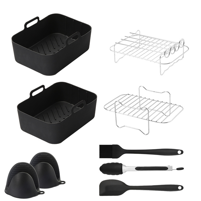 Komplettes Zubehörset Für Heißluftfritteusen – 8-teilig – Passend Für Ninja Af400 Af500 Heißluftfritteusen – 2 Heißluftfritteusenkörbe