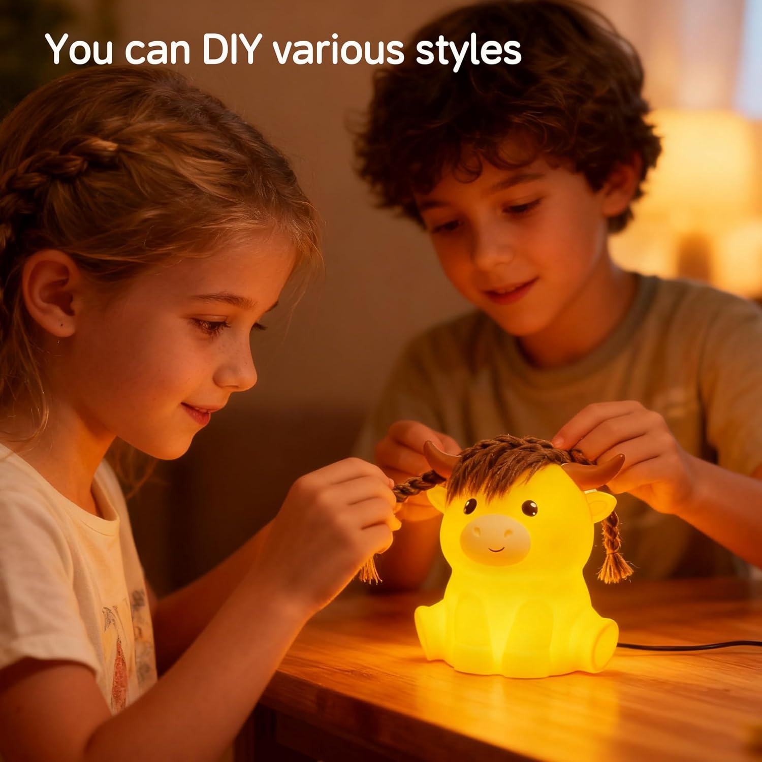 Niedliches Led-nachtlicht Mit Hochlandkuhmotiv – Superweiches Silikon, Usb-aufladung, Touch-steuerung – Geschikt Voor Camping Party Room Decor (highland Cow)