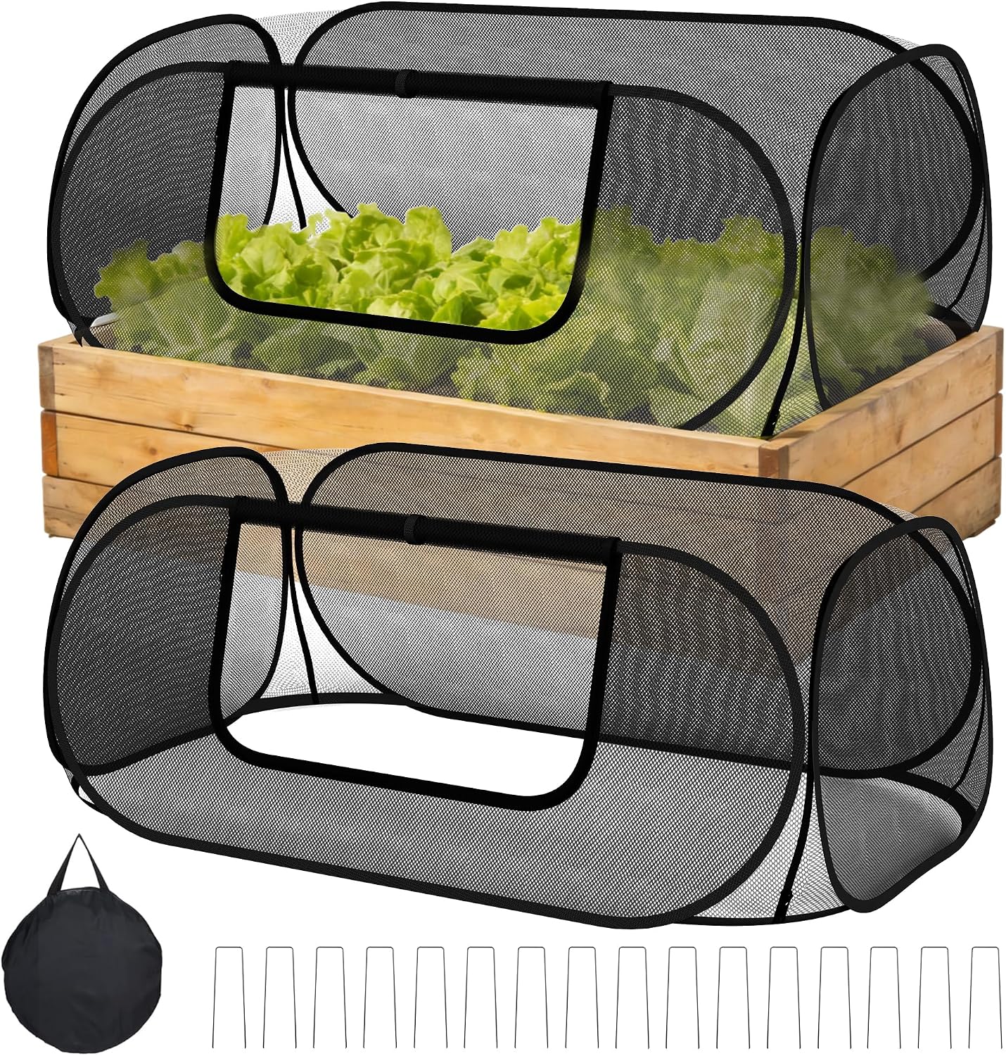 Teile - Hochbeetabdeckung - 115x55x45 Cm - Pop-up-netzkäfig - 30% Schattierungsgewebe - Mit 16 Heringen - Schützt Pflanzen Vor Vögeln Und Schädlingen