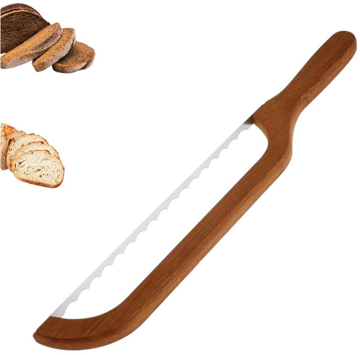 Stück - Brotmesser - Brotschneider - Universal-brotmesser - Braun - Sauerteigbrotmesser - Küchenmesser - Schneidet Dünn - Bogenförmiges Design, Einfach Zu Bedienen
