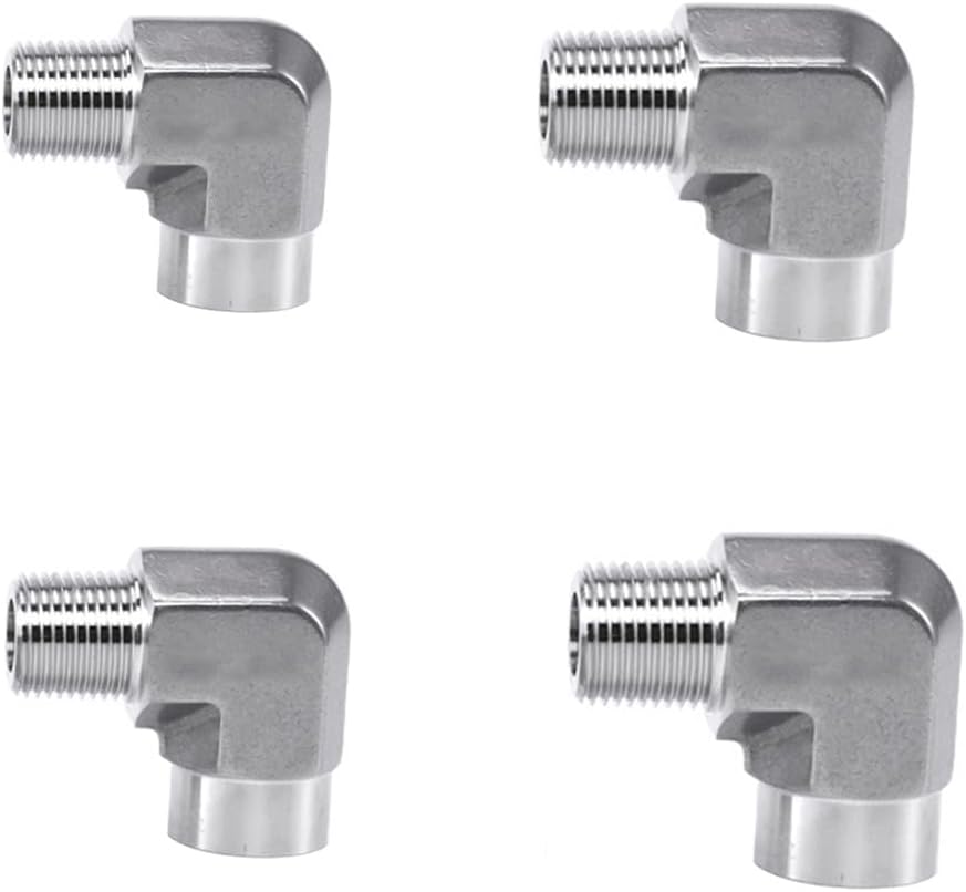 4-teiliges Set Aus 90-grad-winkel-rohrverschraubungen, Edelstahl-rohrverschraubungen, Innen- Und Außengewinde 1/8" + 1/4" + 3/8" + 1/2", Für Gartenarmaturen