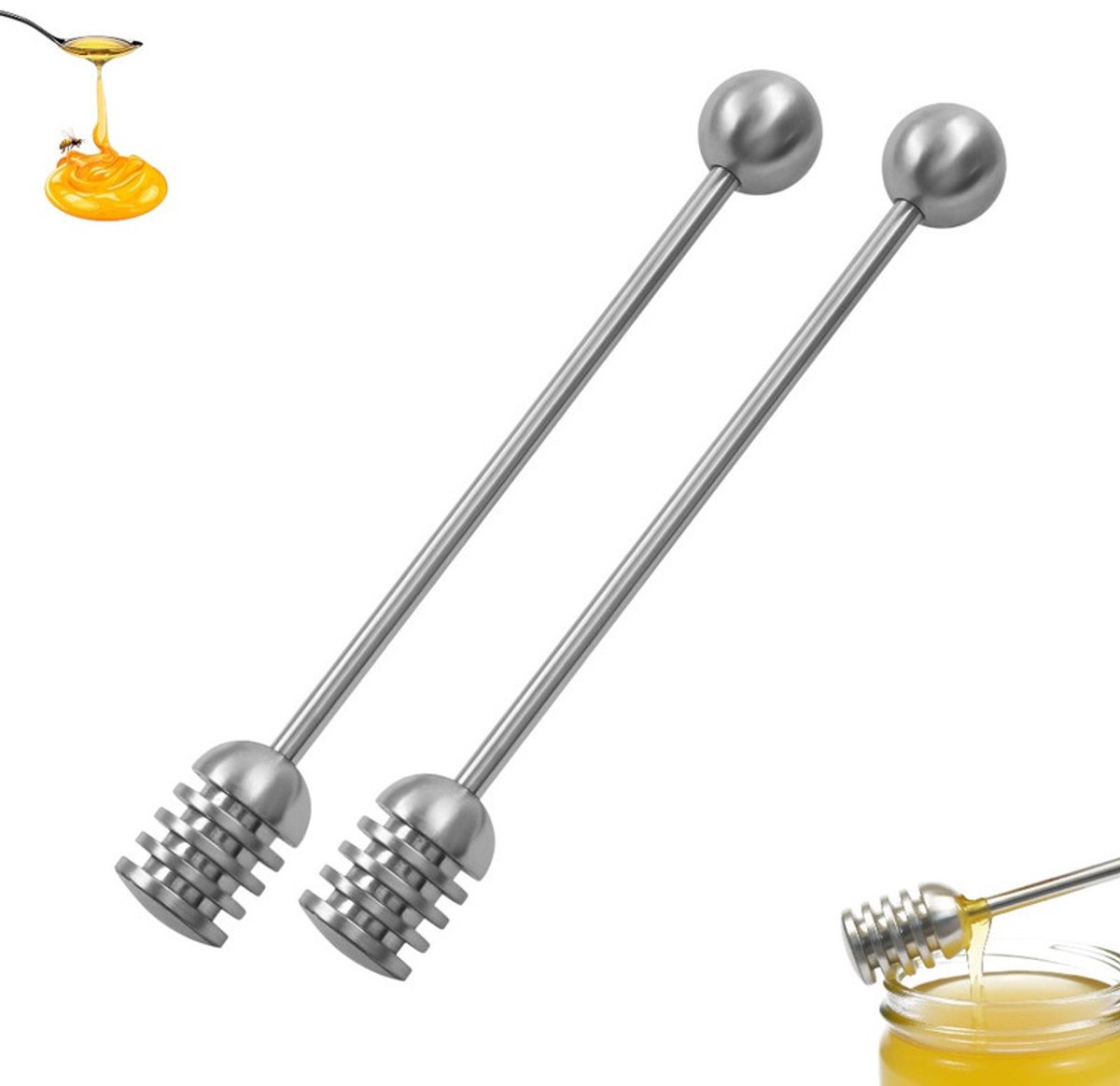 Honiglöffel - Honigspirale - Honiglöffel - Honiglöffel Aus Edelstahl - Honiglöffel - Honigtropfer - Silber - Geeignet Für Honiggläser