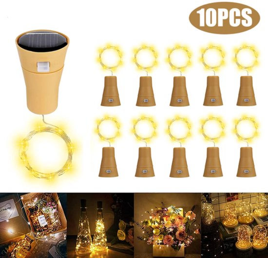 10er-pack Solar-led-weinflaschenlichter In Korkenform – Warmweiß