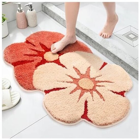 Badematte – Hübsches Blumenmuster – Weich Und Saugfähig – Schnelltrocknend Und Rutschfest – Geeignet Für Duschbereiche (40 X 60 Cm)