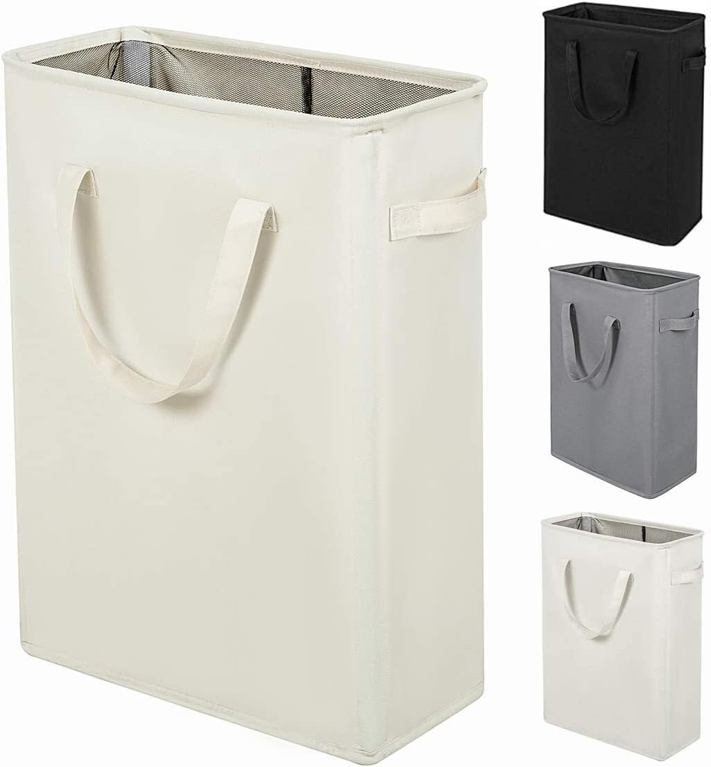 Langer Wäschekorb Mit Griff, Schmal Und Faltbar, 45 Liter, Beige (602040cm).