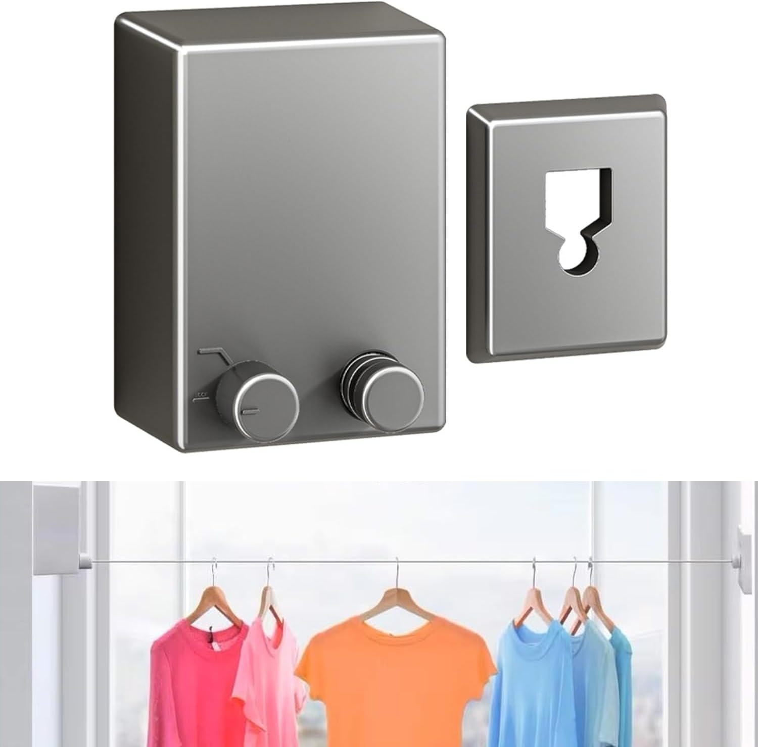 Einziehbare Wäscheleine, Tragbare Wäscheleine, Gehäuse Aus Abs Und Aluminiumlegierung, Geeignet Für Balkone, 4,2 Meter Lang, Grau.