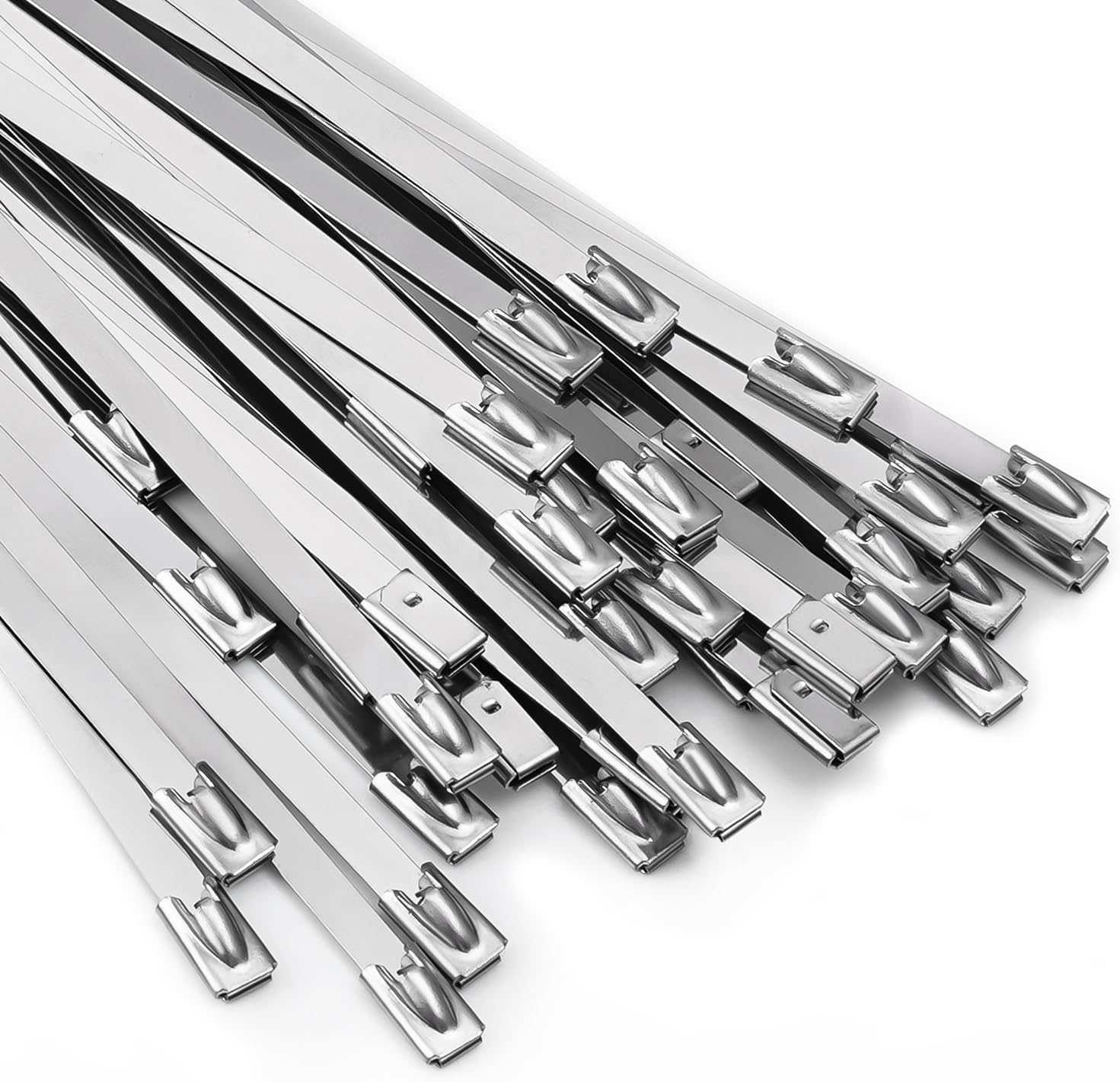 100-teiliges Set 30 Cm Lange, Robuste, Selbstverriegelnde Metall-reißverschlussbinder Aus Edelstahl