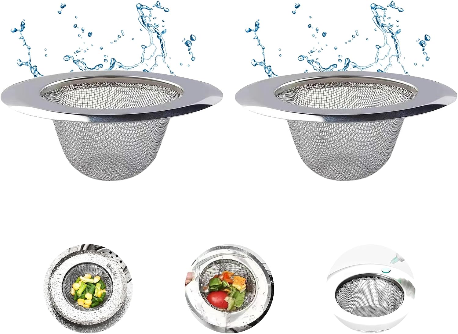 5er-pack Küchenspülen-siebe – Edelstahl-abflussfilter, Breite Kanten, 4,45 Zoll Durchmesser, Geeignet Für Küchenspülen