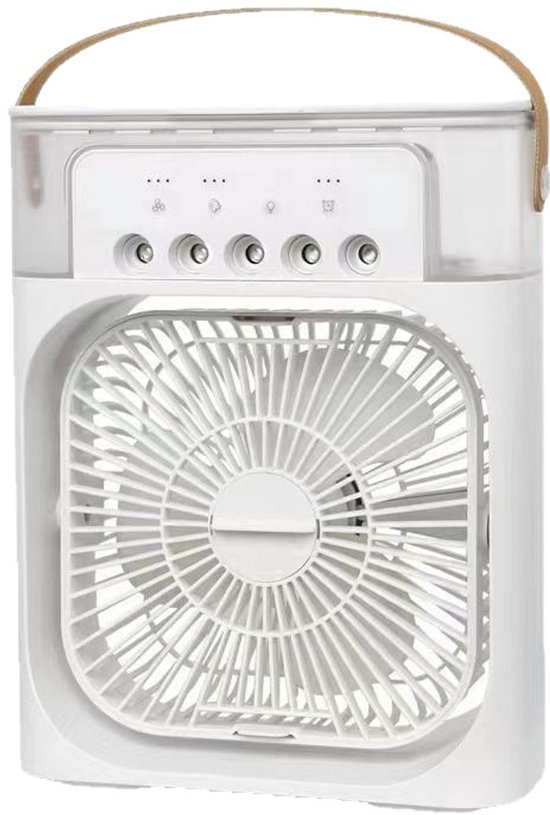 5-in-1 Tragbare Klimaanlage, Kompakt, 7 Leds, 3 Luftbefeuchter, Wassergekühlt, Energieeffizienzklasse A, Weiß