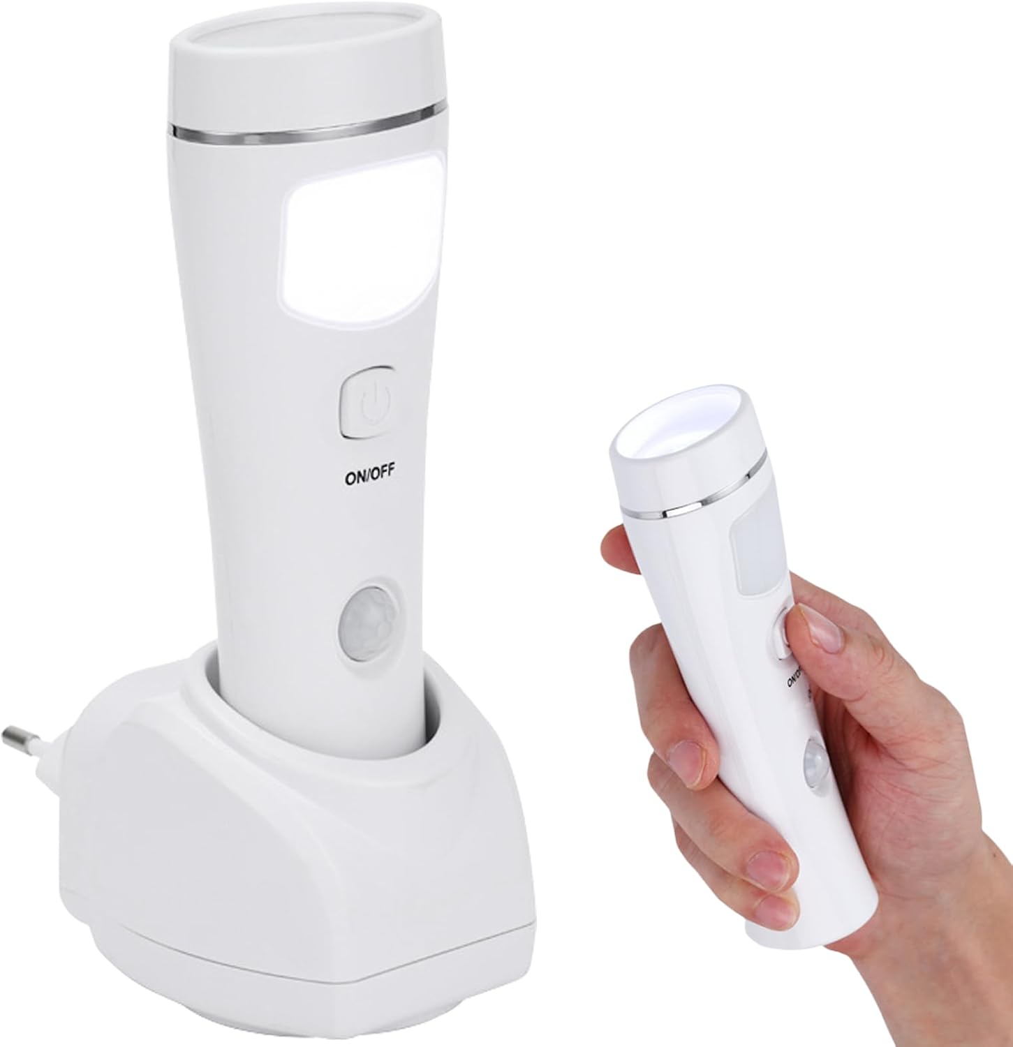 Led-nachtlicht Mit Bewegungsmelder Zum Einstecken Und Notfall-taschenlampe, Wiederaufladbare Wandleuchte Für Stromausfälle (weiß)
