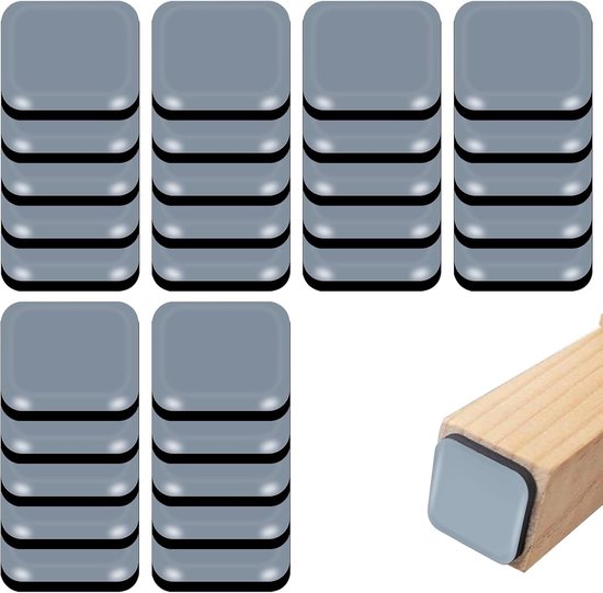 30-teiliges Set Aus 40 X 40 X 6 Mm Großen Quadratischen Teflon-möbelgleitern Und Bodenschonern