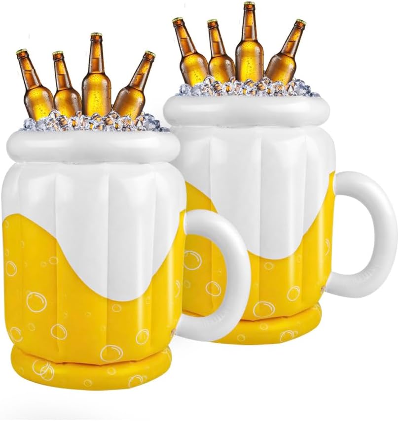 2 Große Aufblasbare Bierkrüge, Party-getränkekühler, Eisbehälter, Grill, Sommerpool