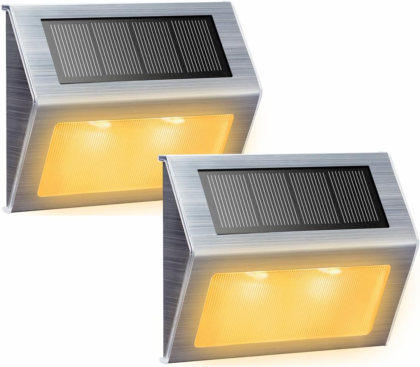 Solarbetriebene Leuchten, Geeignet Für Stufen, Terrassen, Gehwege, Innenhöfe, Treppen Und Geländer Led-leuchten Wasserdicht Für Den Außenbereich Warmes Licht 2er-pack.