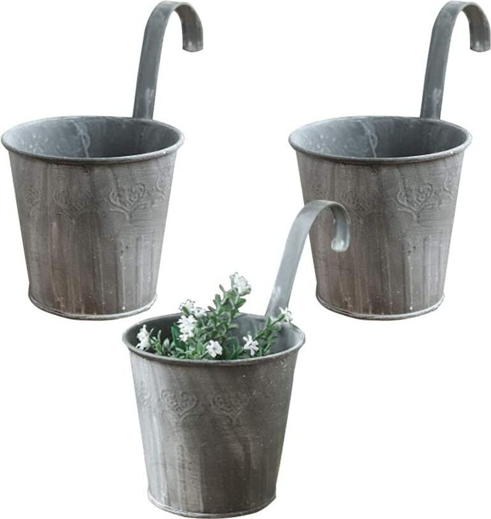 Ein Set Aus 3 Hängenden Wandblumentöpfen Im Antik-design, Geeignet Für Balkone.