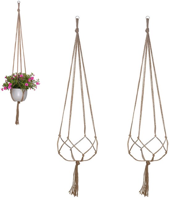 2-teiliges Hängepflanzenregal, Blumenkorb Für Drinnen Und Draußen Mit Aufhängering, 105 Cm Durchmesser, Hohl, Für Zimmer- Und Gartenpflanzen/blumen - Braun