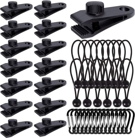 45-teiliges Set Aus Robusten Canvas-clips, Karabinerhaken Und Elastischen Kordelverschlüssen