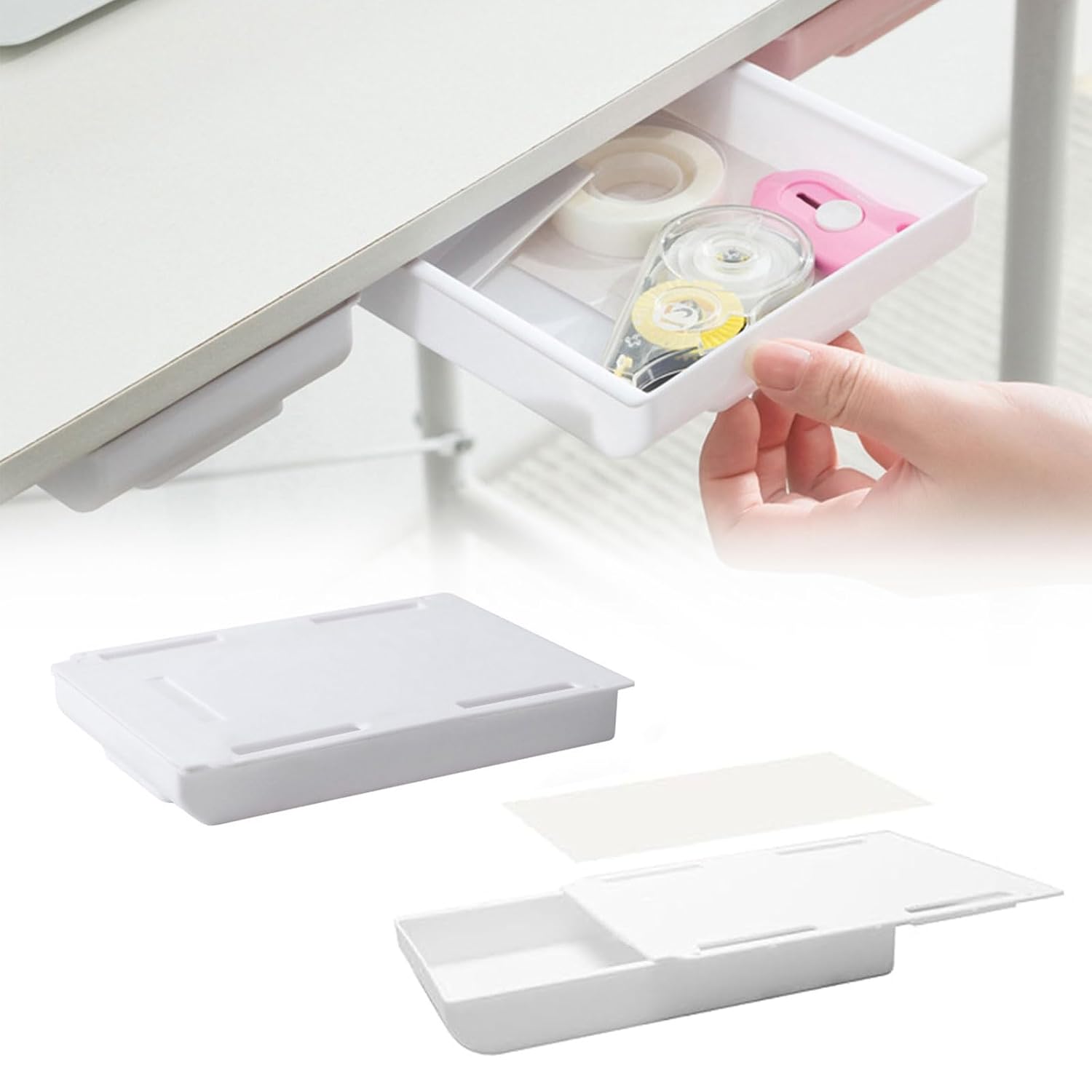2-teiliges Set Selbstklebender Schubladenboxen, Aufbewahrungsboxen Mit Geheimfach, Schubladenorganizer, Organizer Für Zuhause Und Schminktisch, 22 X 15,5 X 3 Cm