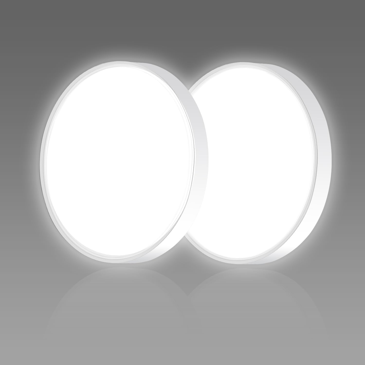 Led-deckenleuchte, Badezimmer 18w 1620lm 4000k, Weiße Leuchte Ip44, 23cm Rund, Schlafzimmer, Wohnzimmer, Küchen, Büros (2er-pack)