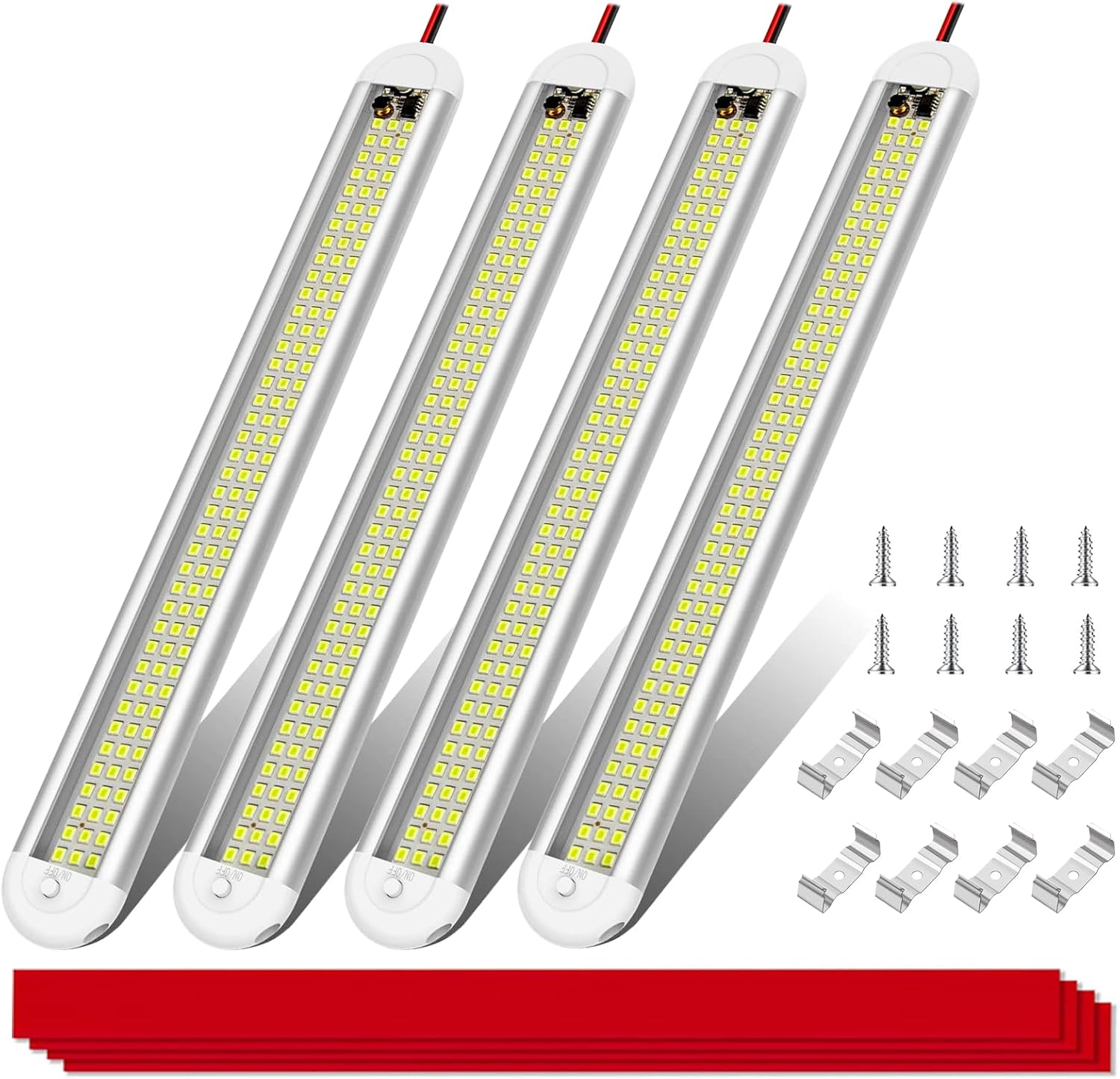 4er-pack 12v Led-lichtleisten Für Den Innenbereich, 120 Leds, Kfz-lichtleisten Mit Schaltern, 1600 Lm Für Vans, Campingwagen, Boote