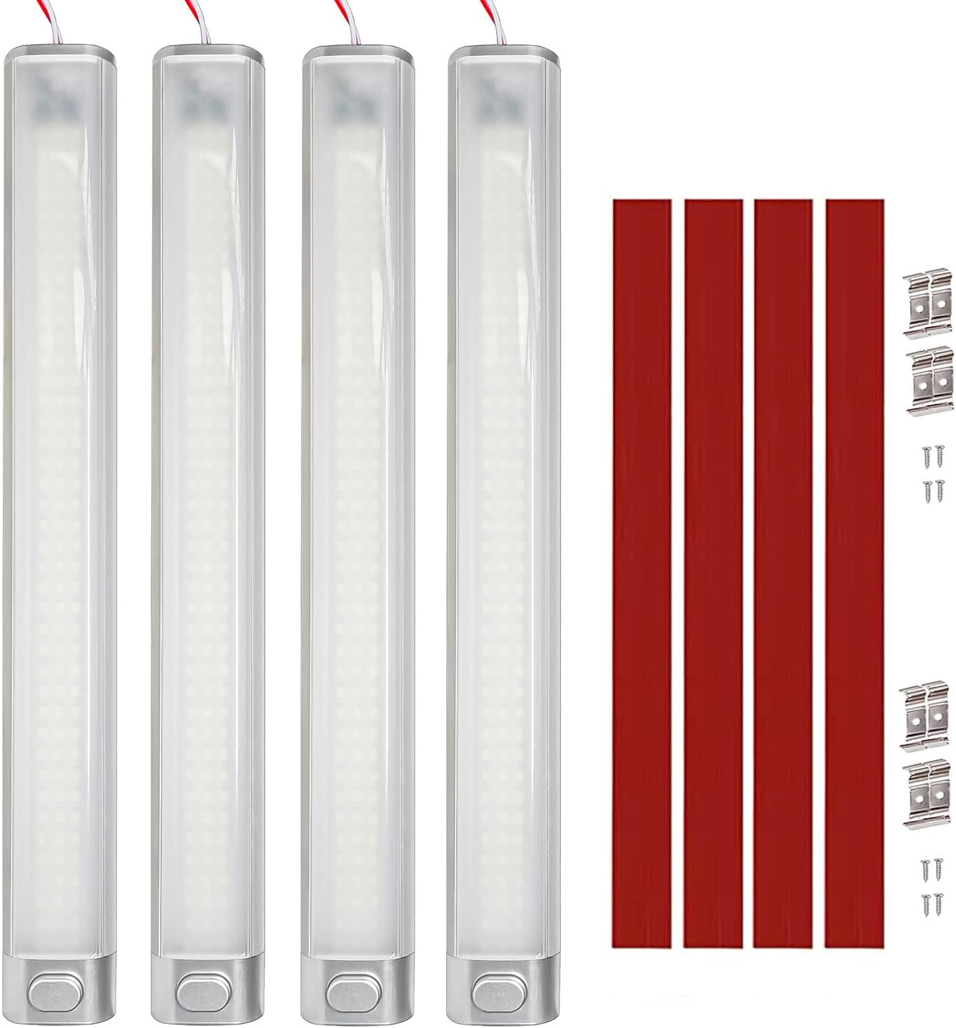12v Led-streifenlichtschalter - Geeignet Für Wohnmobile, Fahrzeuge Im Innenbereich, Busse, Reisemobile, Boote, Küchen, Bars, Lastwagen, Traktoren - 6000k Weiß (4 Stück)
