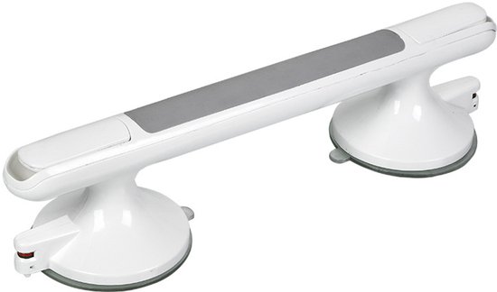Duschhaltegriff, Stabiler Saugnapfhalter, 33 X 8 Cm, Ohne Bohren Abnehmbar, Für Senioren Und Menschen Mit Behinderung – Weiß/grau