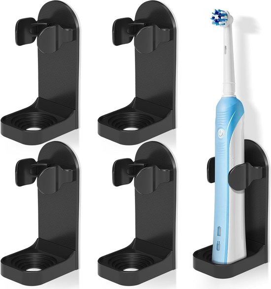4er-pack Wandhalterungen Für Elektrische Zahnbürsten (schwarz), Aufbewahrungsregale Für Zahnbürsten Im Badezimmer.