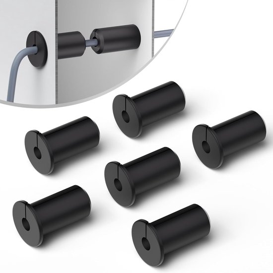 6er-packung Schwarze, Wandmontierte Gummikabelschutzhüllen, Wasserdichtes Ethernet-kabelmanagement-set Mit 24 Mm Bohrung.