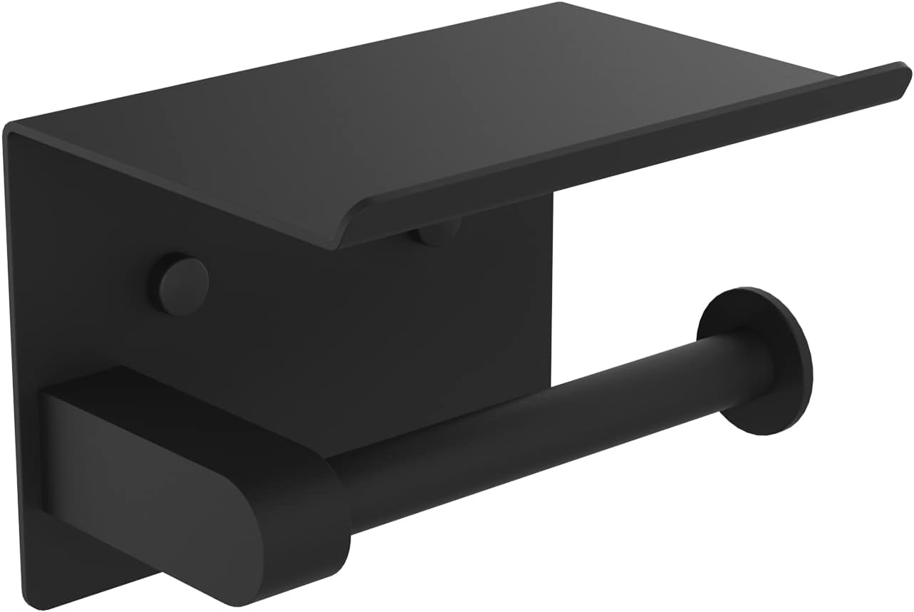 Toilettenpapierhalter Zur Wandmontage, Edelstahl, Zur Befestigung Mit Schrauben Oder Selbstklebend, Schwarz, Einheitsgröße