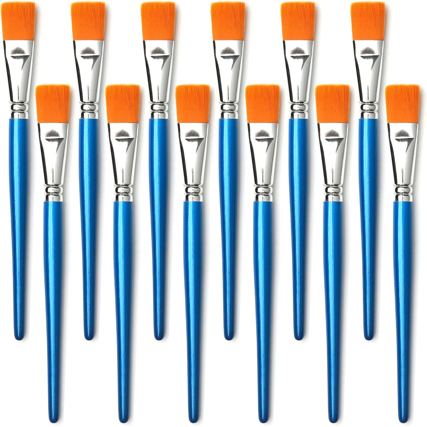 Flachpinsel, 12er-pack, Große Pinsel Aus Synthetikfasern, Holzgriff, Geeignet Für Aquarell-, Ölmalerei, Bastelarbeiten, Gesichts- Und Körperbemalung.