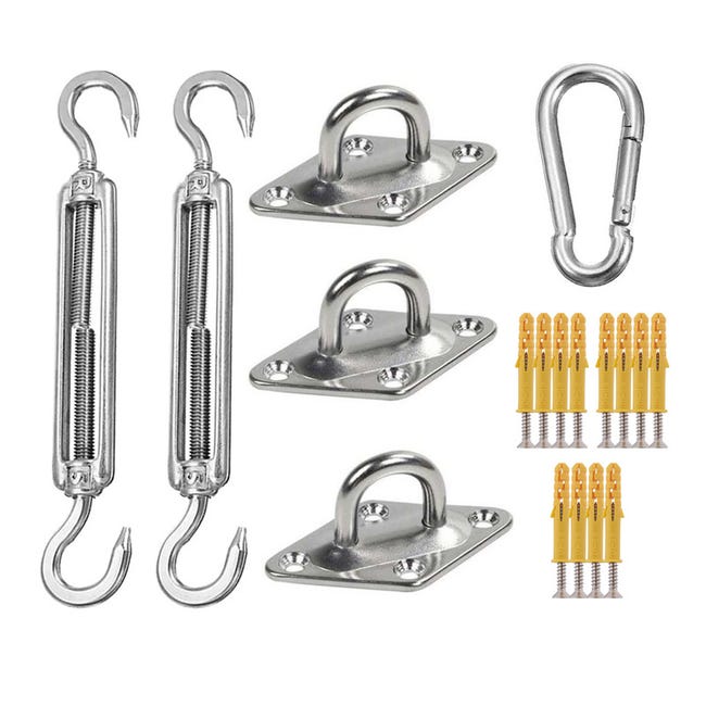 18-teiliges Dreieckiges Sonnensegel-befestigungsset, Robustes Sonnensegel-set Aus Edelstahl, Inklusive Befestigungsmaterial.