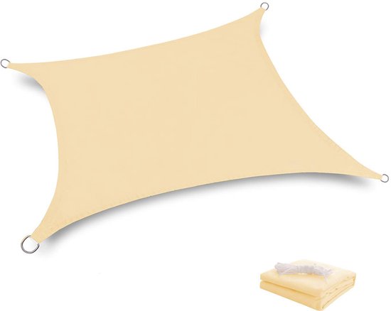 Rechteckiges Schattierungstuch 2x3m, Atmungsaktives Hdpe – Uv-schutz Für Garten, Terrasse, Balkon, Camping – Sandfarben