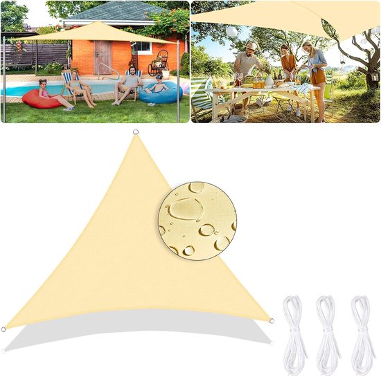 Dreieckiges Schattierungstuch 3 X 3 X 3 M, Atmungsaktives Hdpe Mit 95% Uv-schutz Für Terrasse, Garten, Außenbereich, Balkon (hellgelb)