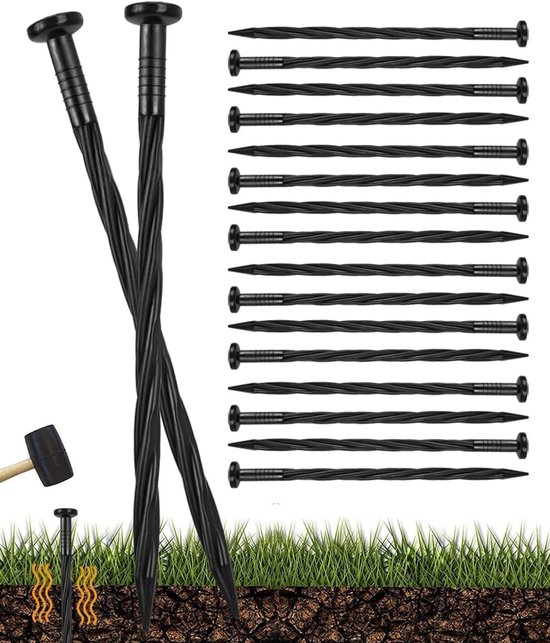 Packung Mit 50 Stück, Kunststoff-erdanker Für Gartenränder, 20 Cm Spirale, Gartenanker, Zeltnägel, Für Rasenbegrenzungen/pflasterkanten/rasenwege