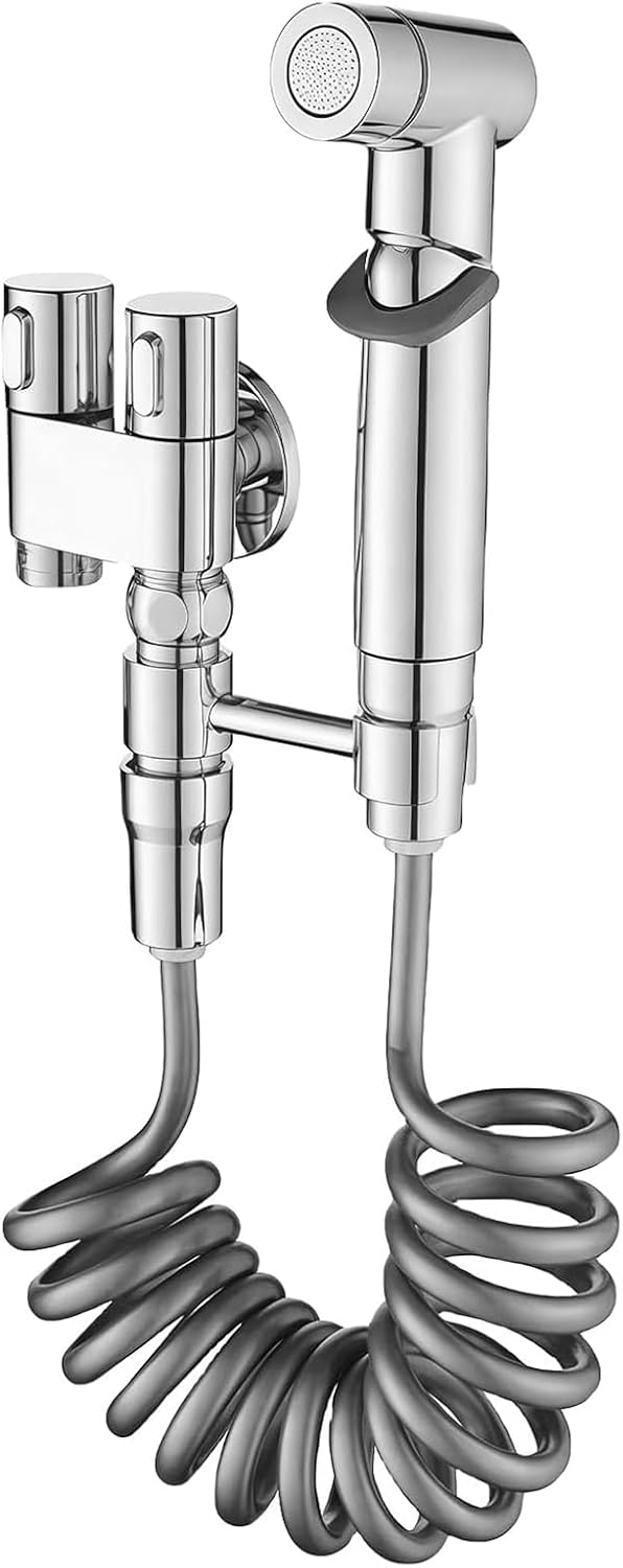 Wc-handbrause: Edelstahl-handbrauseset Mit Doppelventil, Einem Einlass Und Zwei Auslässen, Wasserhahnverteiler Und Duschkopf Für Das Badezimmer.